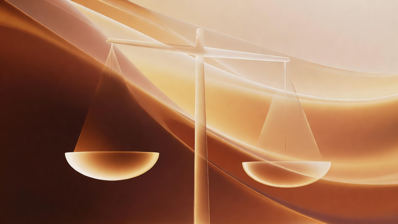 Scales of justice tilting sharply, representing the weight of enforcement bearing down on non-compliant organizations